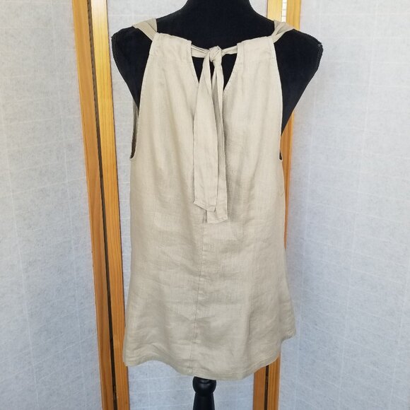 Tommy Bahama Madre 100% Linen Halter Top Size Medium Khaki EUC - Picture 6 of 7